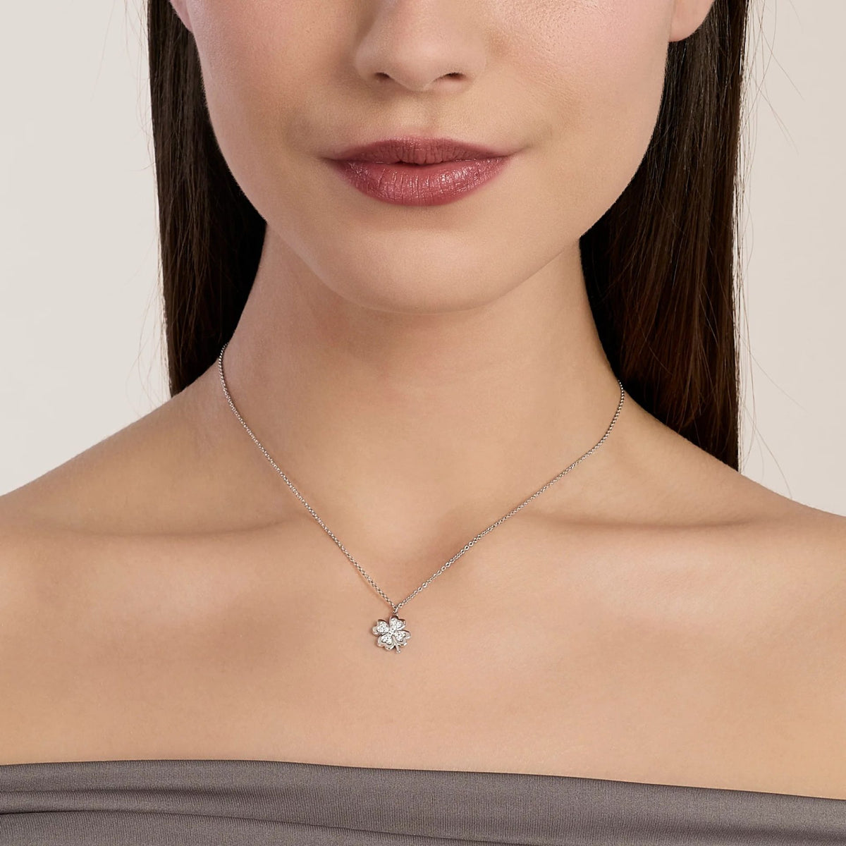 Collana Donna Mabina My Diamond in Argento con Quadrifoglio