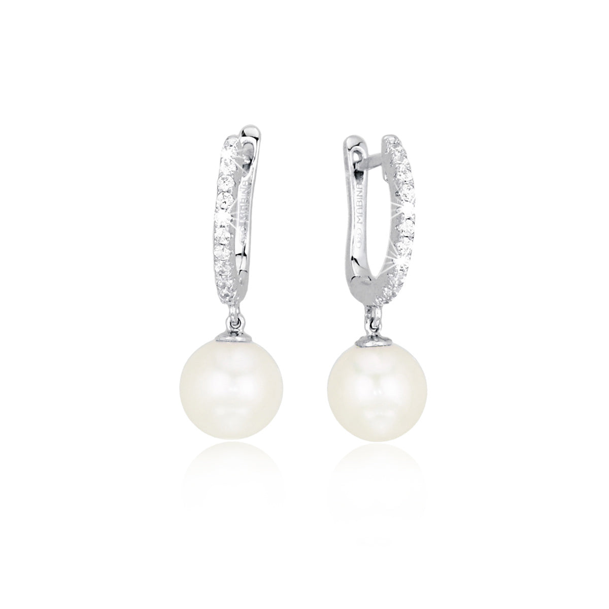 Orecchini in Argento 925/°°°, Zirconi e Perle Coltivate  563037