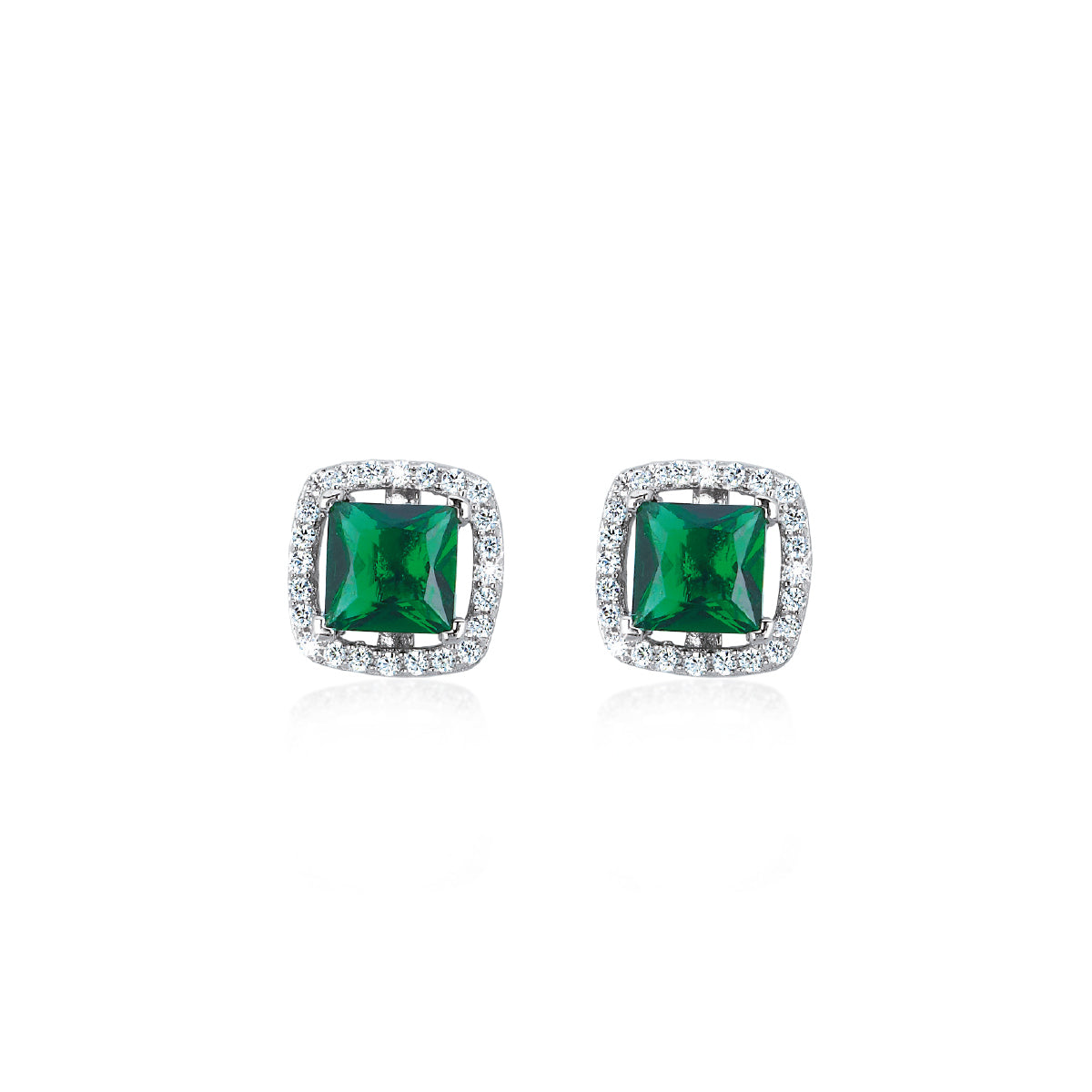 Orecchini Donna Mabina in Argento, Zirconi e Smeraldi Sintetici