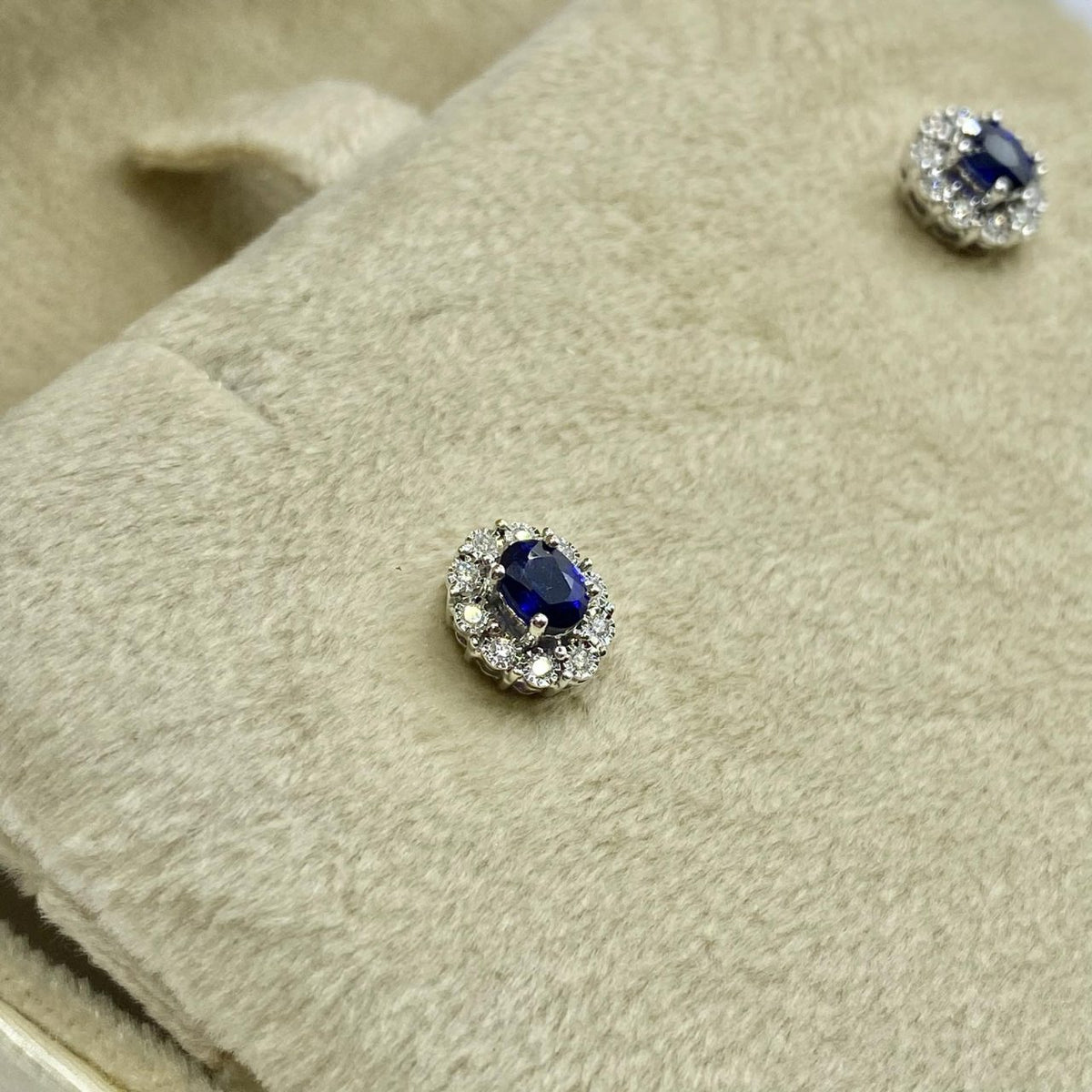 Orecchini Donna Oro 18KT con Zaffiri Ct. 0.40 e Diamanti