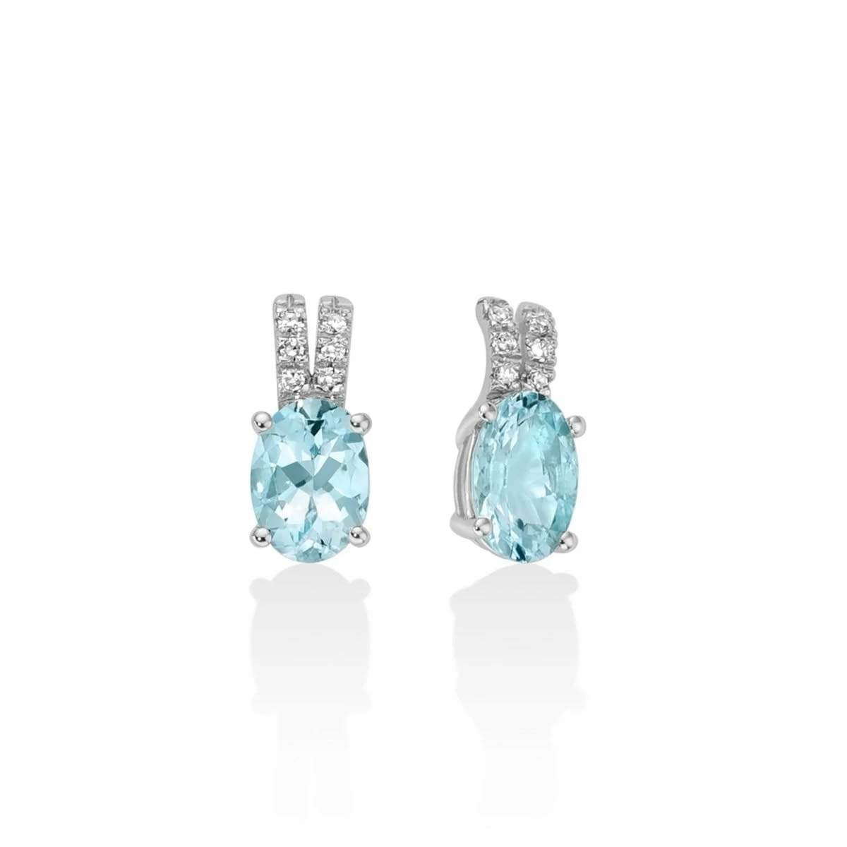 Orecchini Miluna in Oro 18KT con Diamanti e Acquamarina Ct. 1.34