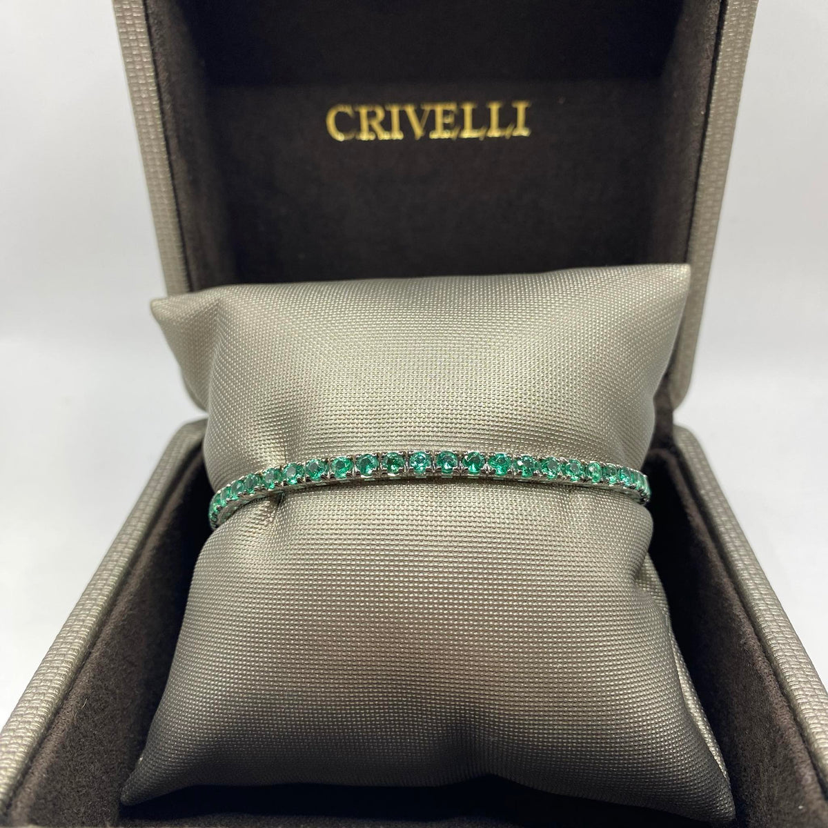 Bracciale Tennis Crivelli in Oro 18KT con Smeraldi Ct. 3,90