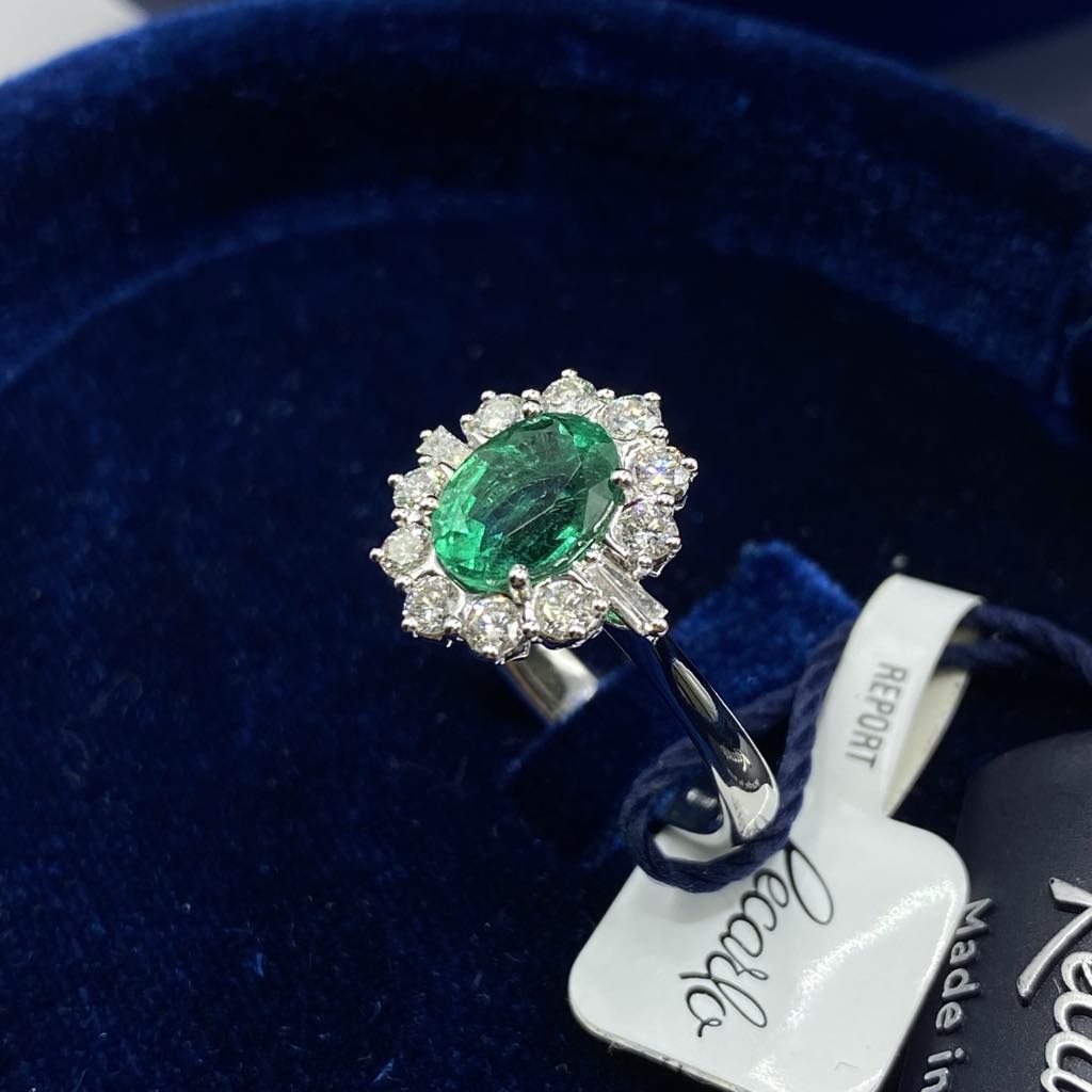 Anello Recarlo con Diamanti e Smeraldo Ct 1,56