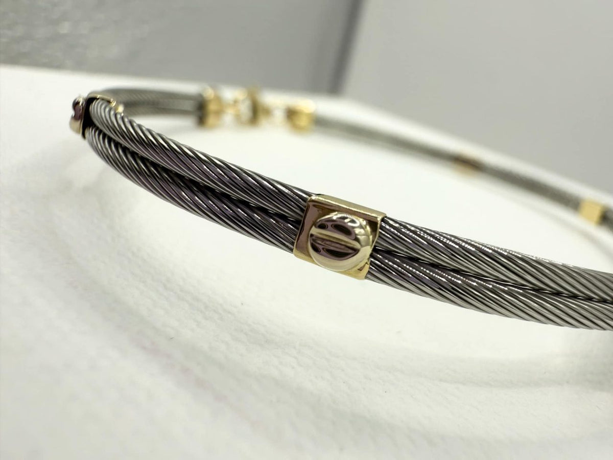 Bracciale da Uomo Semirigido in Acciaio e Oro 18KT 18KT