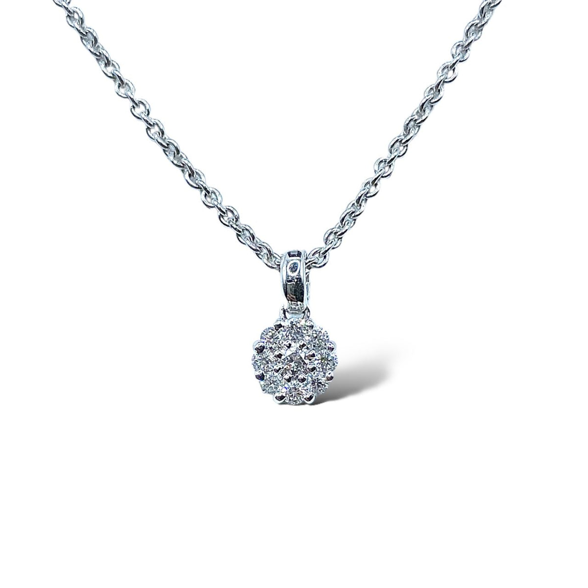 Collana Punto Luce Pavè Crivelli in Oro 18KT 18KT e Diamanti Ct. 0,13