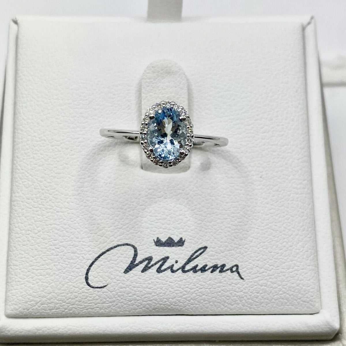 Anello Miluna in Oro 18KT 18KT con Diamanti e Acquamarina Ct. 0,67