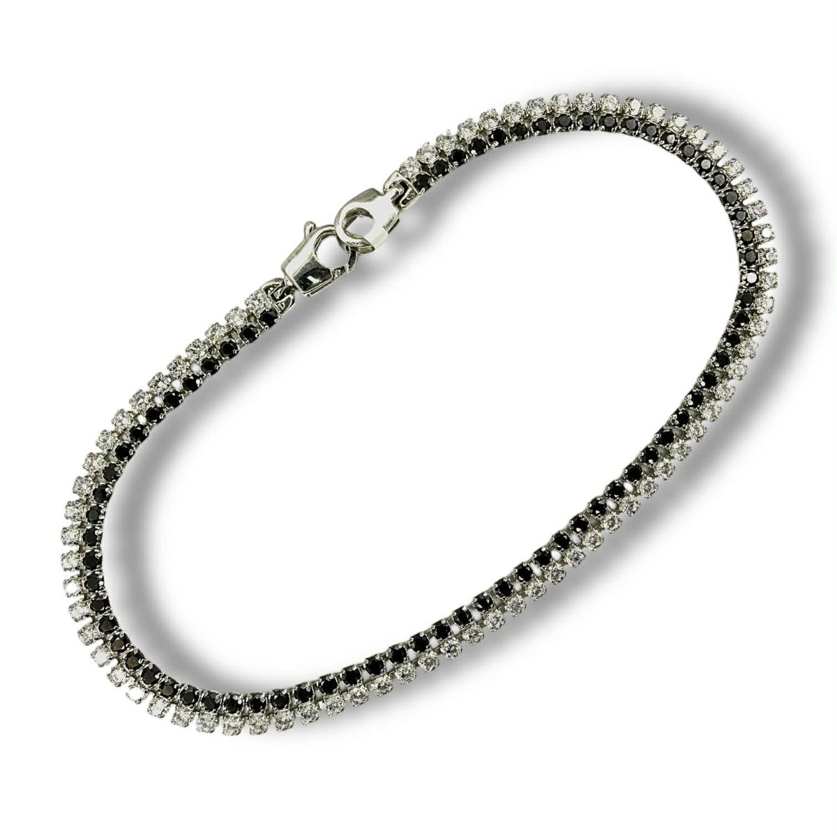 Bracciale Tennis Doppio Filo in Oro 18KT 18KT e Zirconi