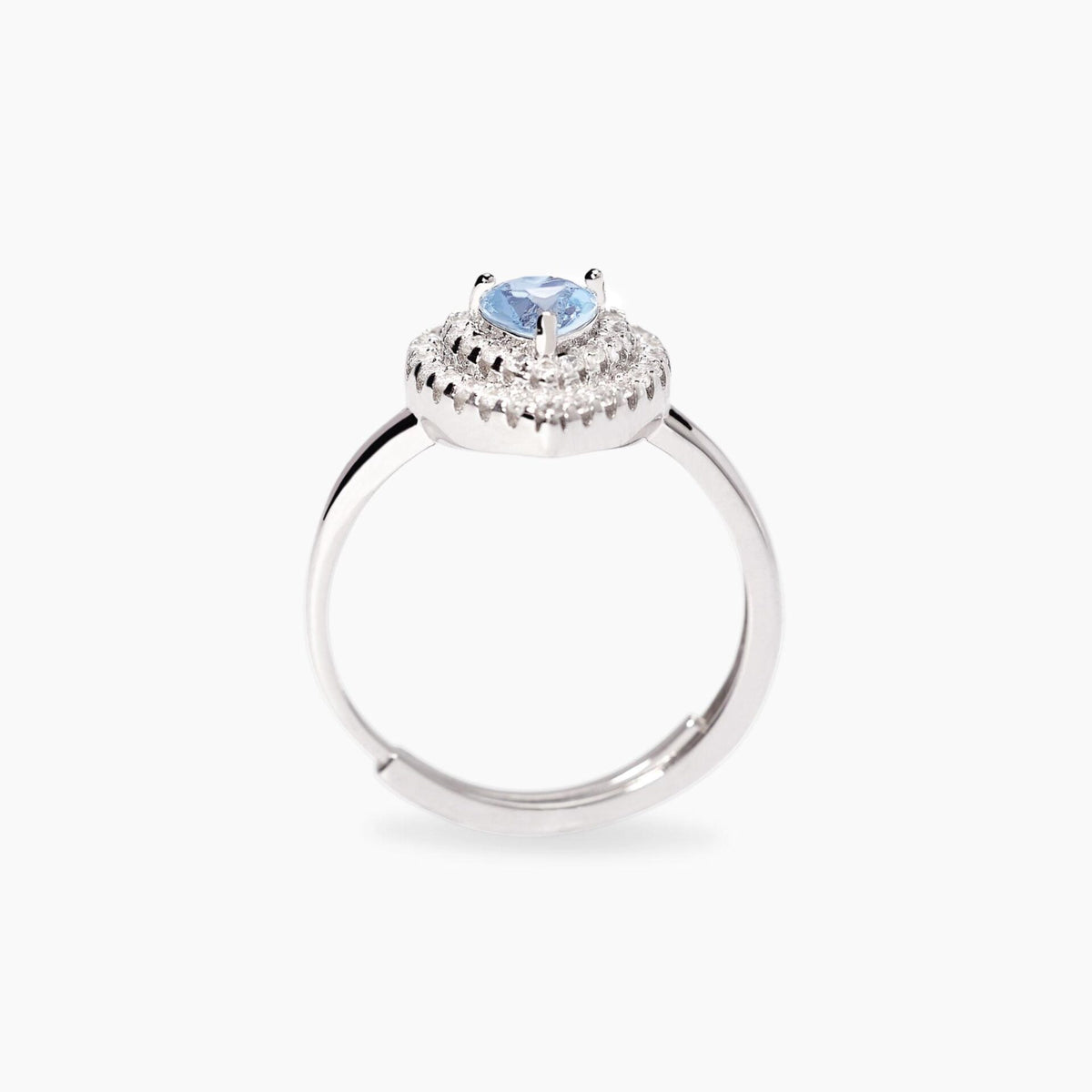 Anello con Cuore in Acquamarina Sintetica