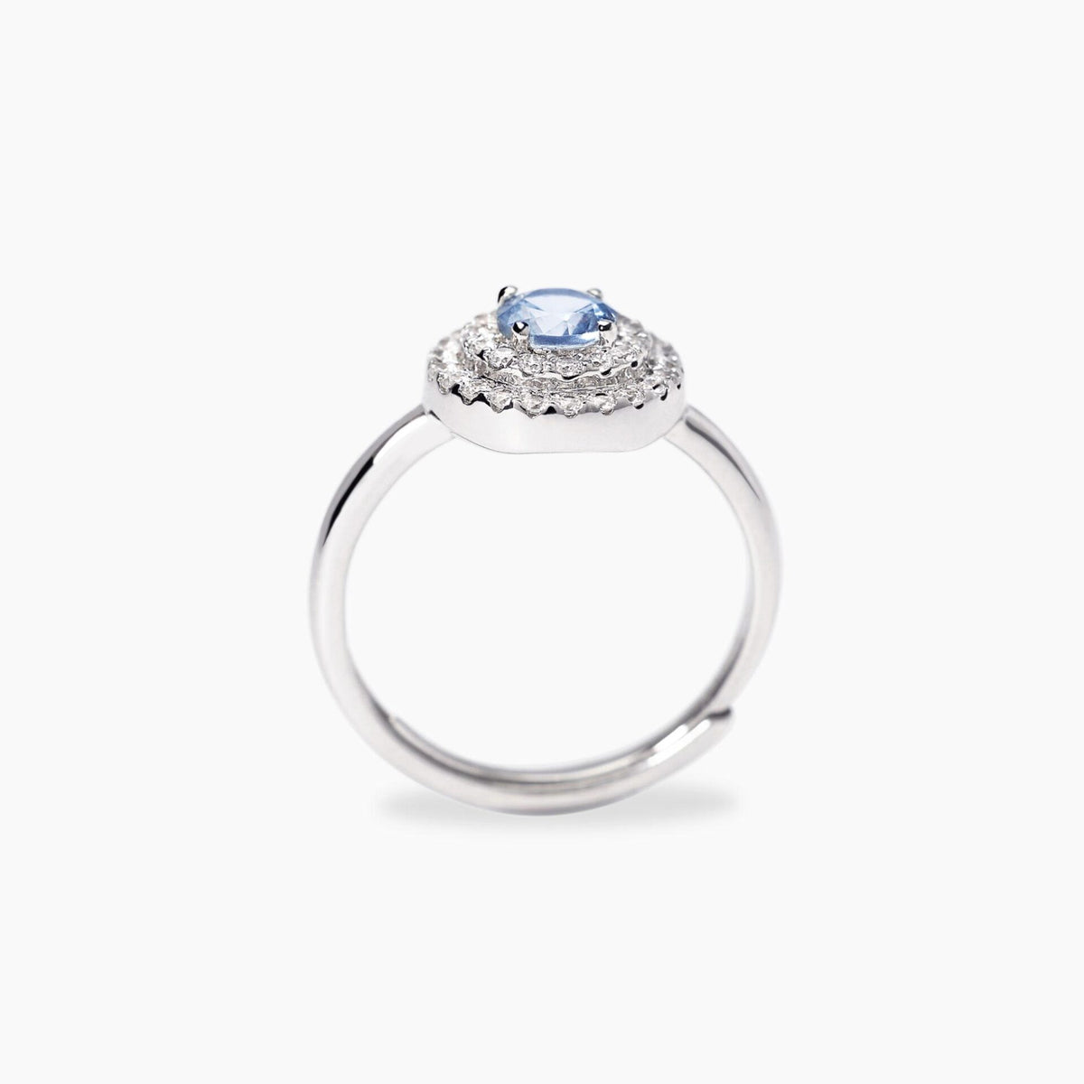 Anello Mabina Rotondo con Acquamarina Sintetica
