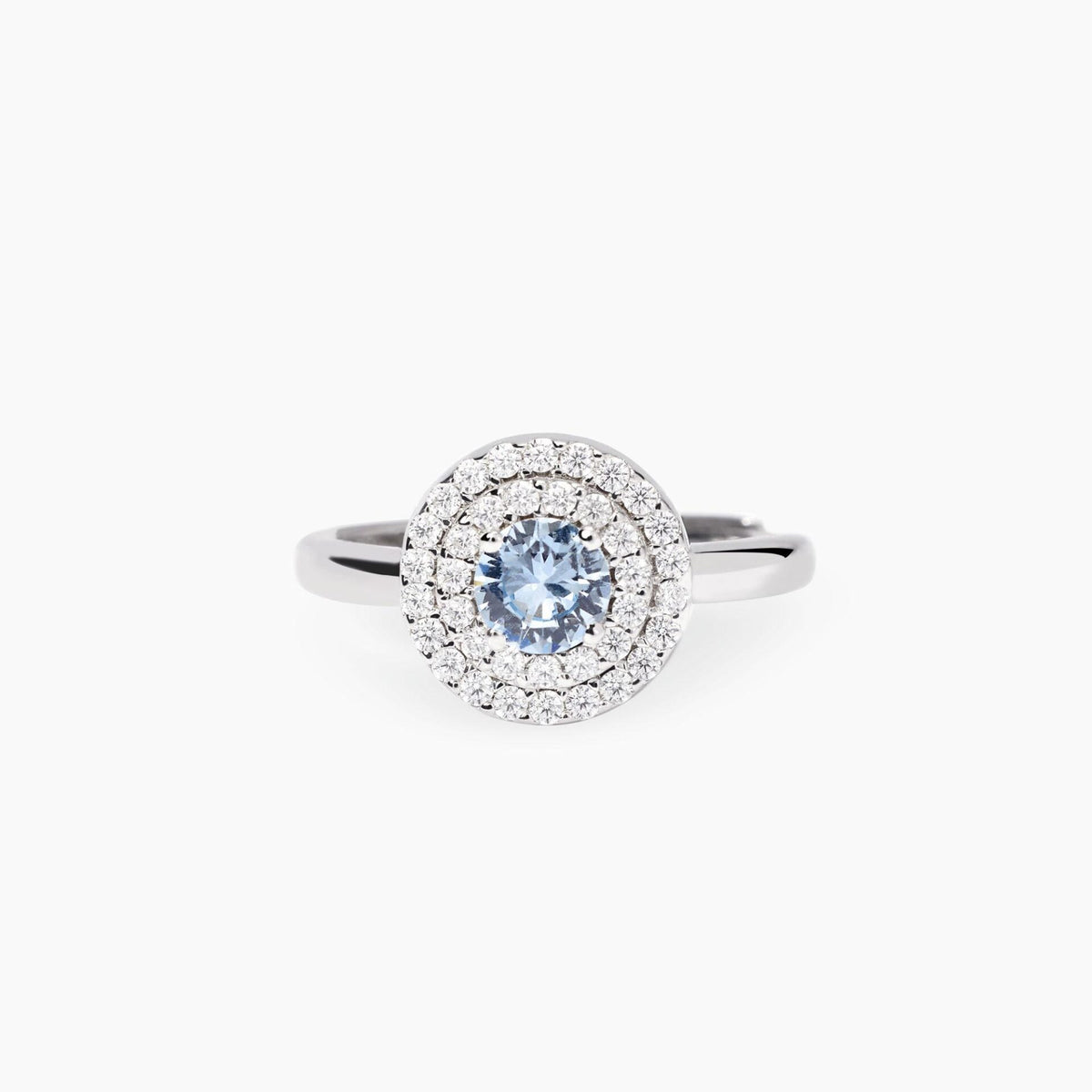 Anello Mabina Rotondo con Acquamarina Sintetica