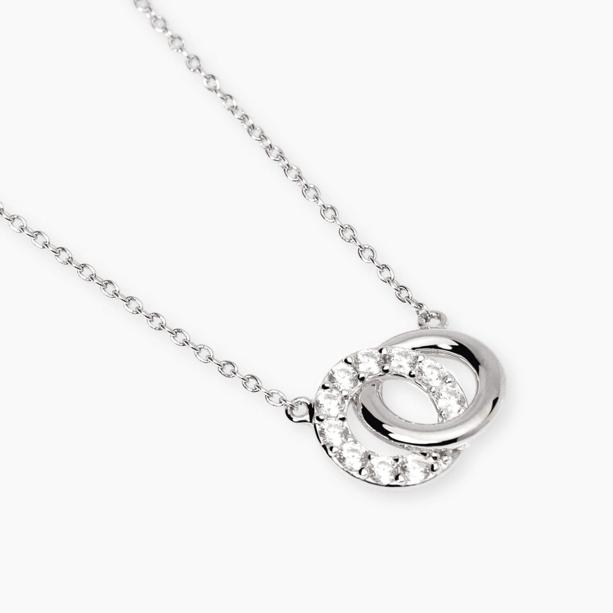 Collana Donna Mabina Doppio Cerchio in Argento con Zirconi
