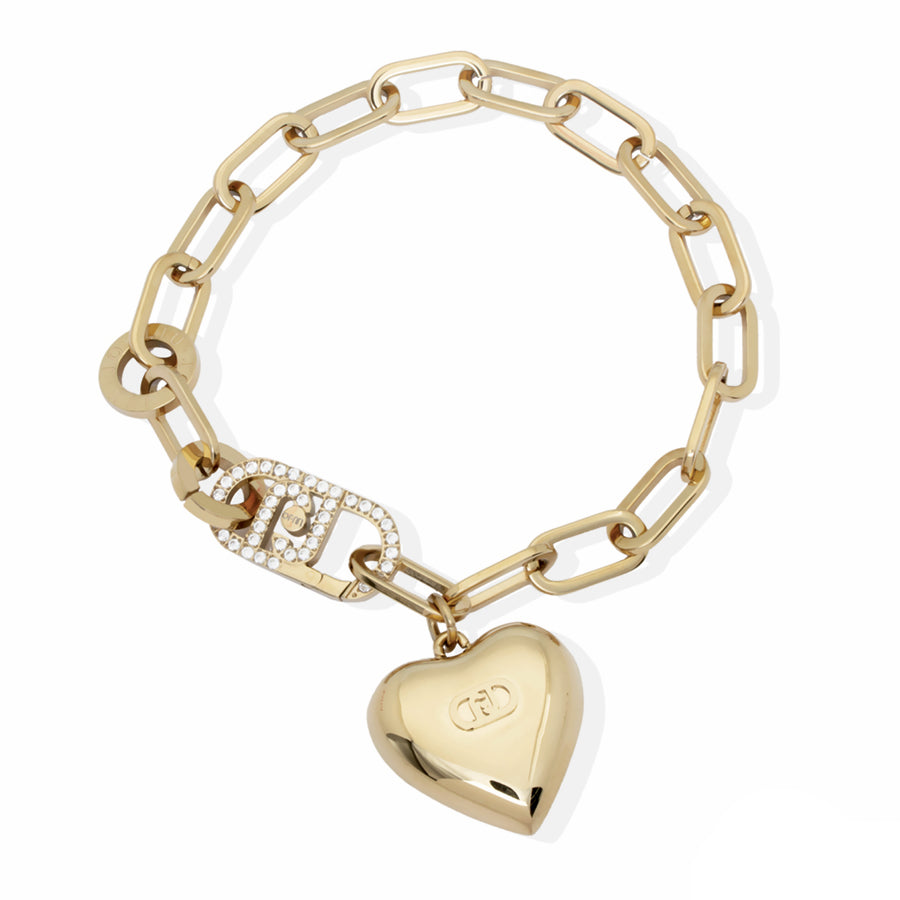 Bracciale Liu-Jo a Catena con Pendente a Cuore in Acciaio Dorato