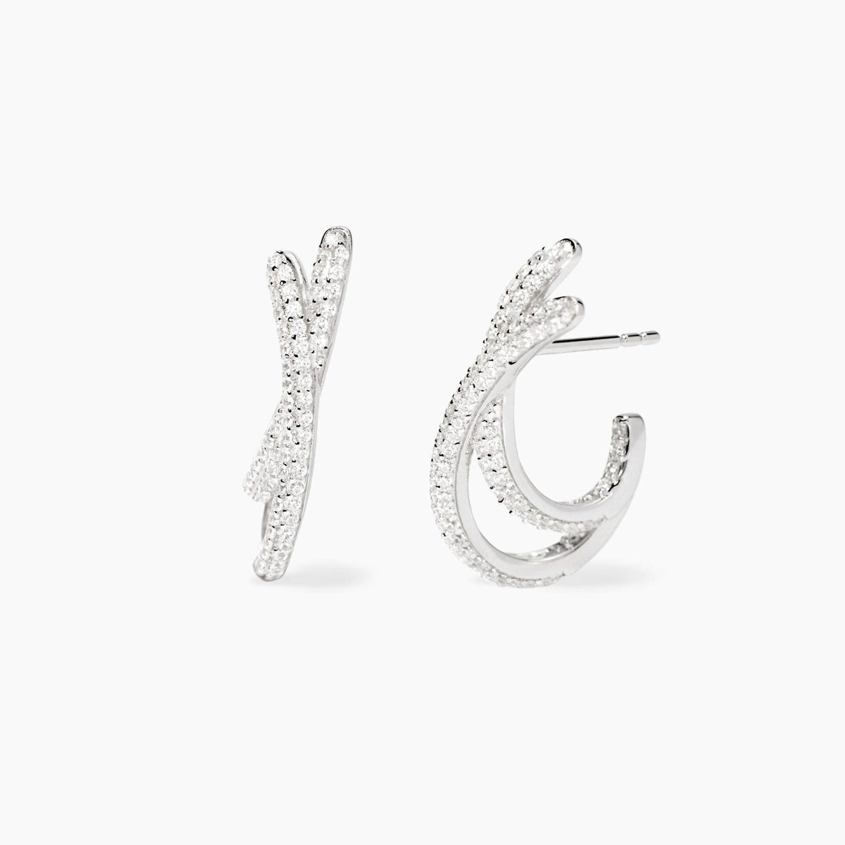 Orecchini Donna Mabina Semi cerchi in Argento con Zirconi