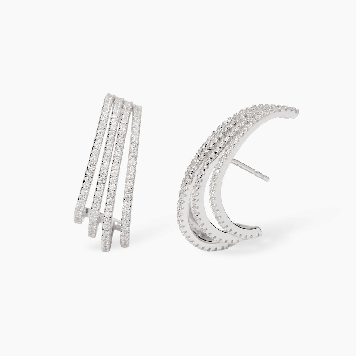 Orecchini Donna Mabina Semi cerchi in Argento con Zirconi