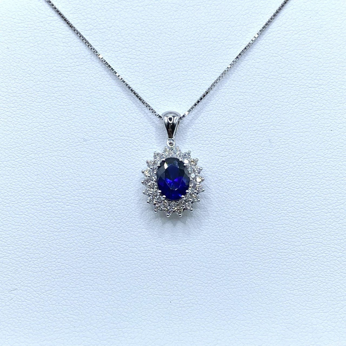 Collana Pg Gioielli in Oro 18KT 18KT con Diamanti e Zaffiro Ct.1,43