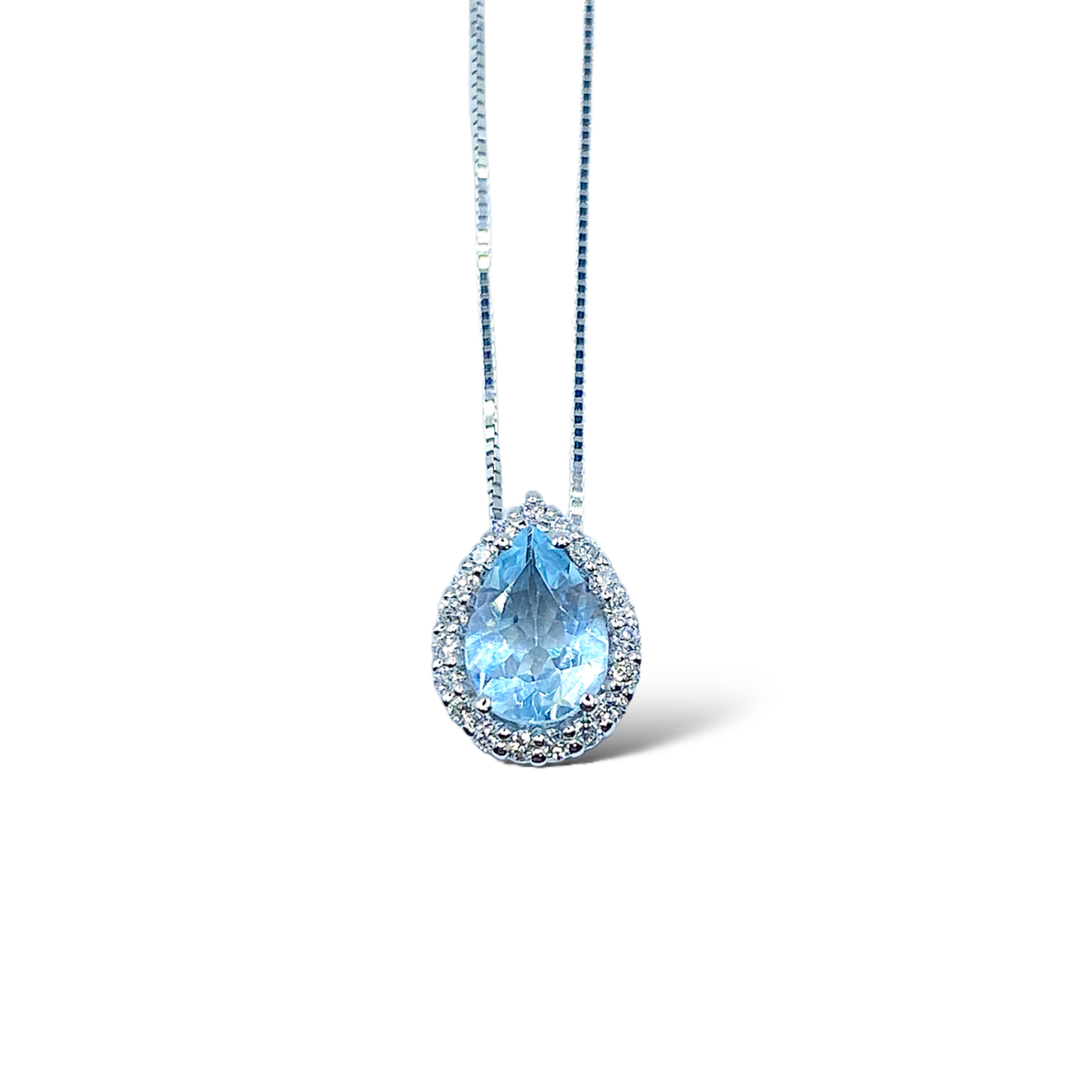 Collana Miluna in Oro 18KT 18KT con Diamanti e Acquamarina Ct. 0,58