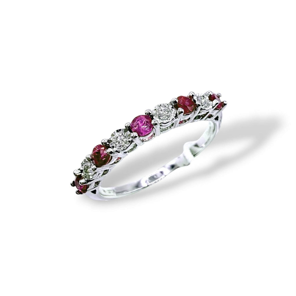 Anello Veretta Donna Oro 18KT con Rubini Ct 0.50 e Diamanti