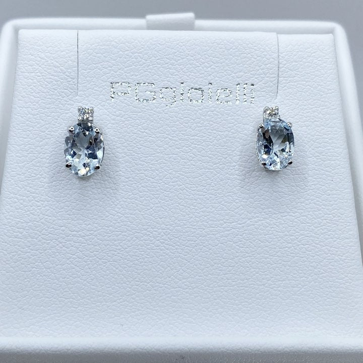 Orecchini Pg Gioielli in Oro 18KT con Acquamarina e Diamanti