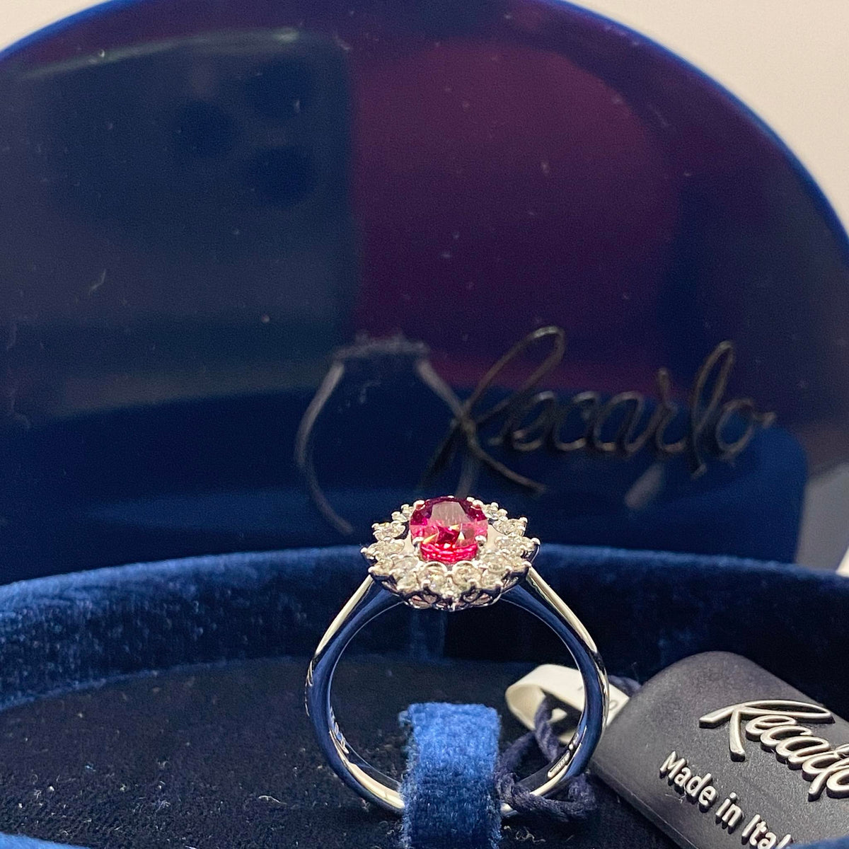 Anello Recarlo con Diamanti e Rubino Ct 0,84