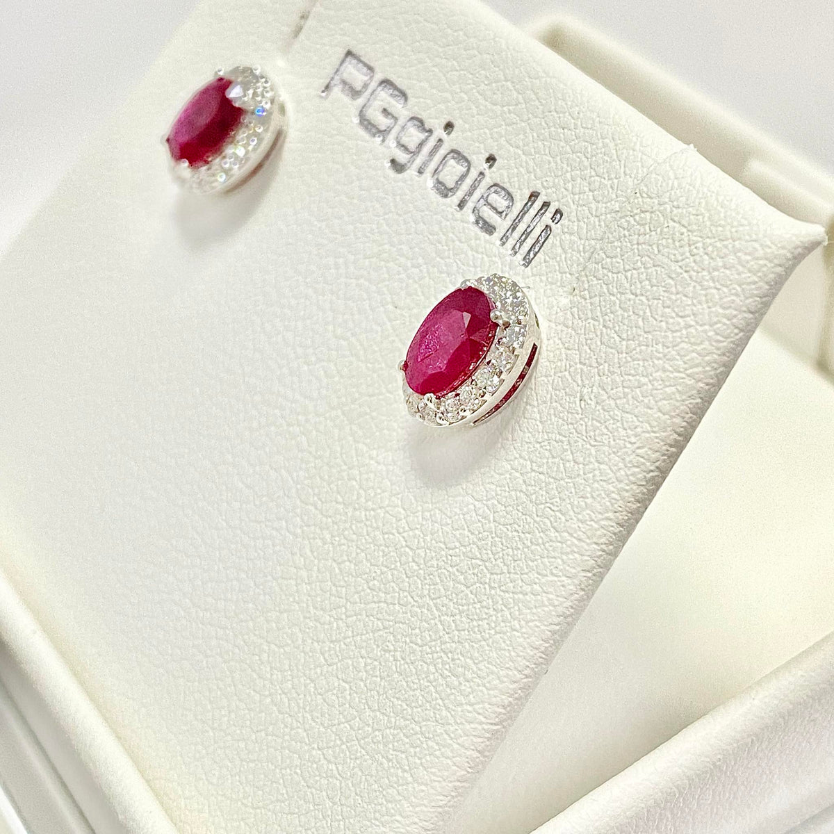 Orecchini Donna Pg Gioielli con Diamanti e Rubini Ct. 1,06