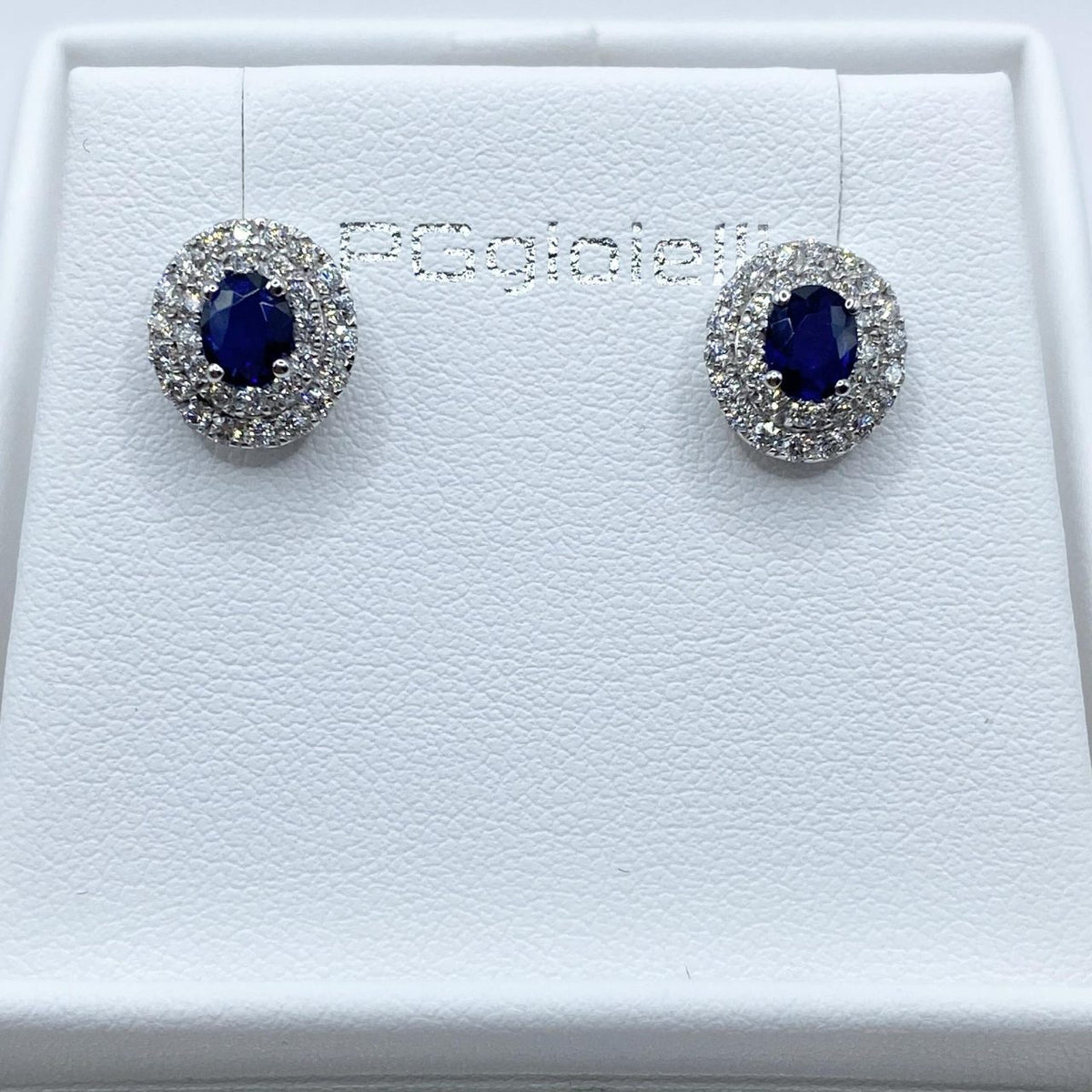Orecchini Pg Gioielli in Oro 18KT con Zaffiri Ct. 0.76 e Diamanti