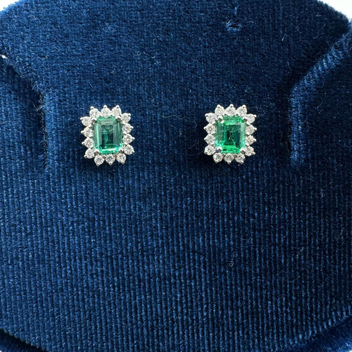 Orecchini Recarlo con Diamanti e Smeraldi Ct. 1,04