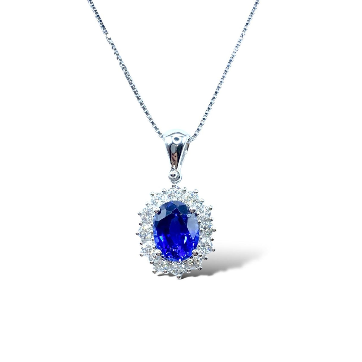 Collana Pg Gioielli in Oro 18KT 18KT con Diamanti e Zaffiro Ct.1,40