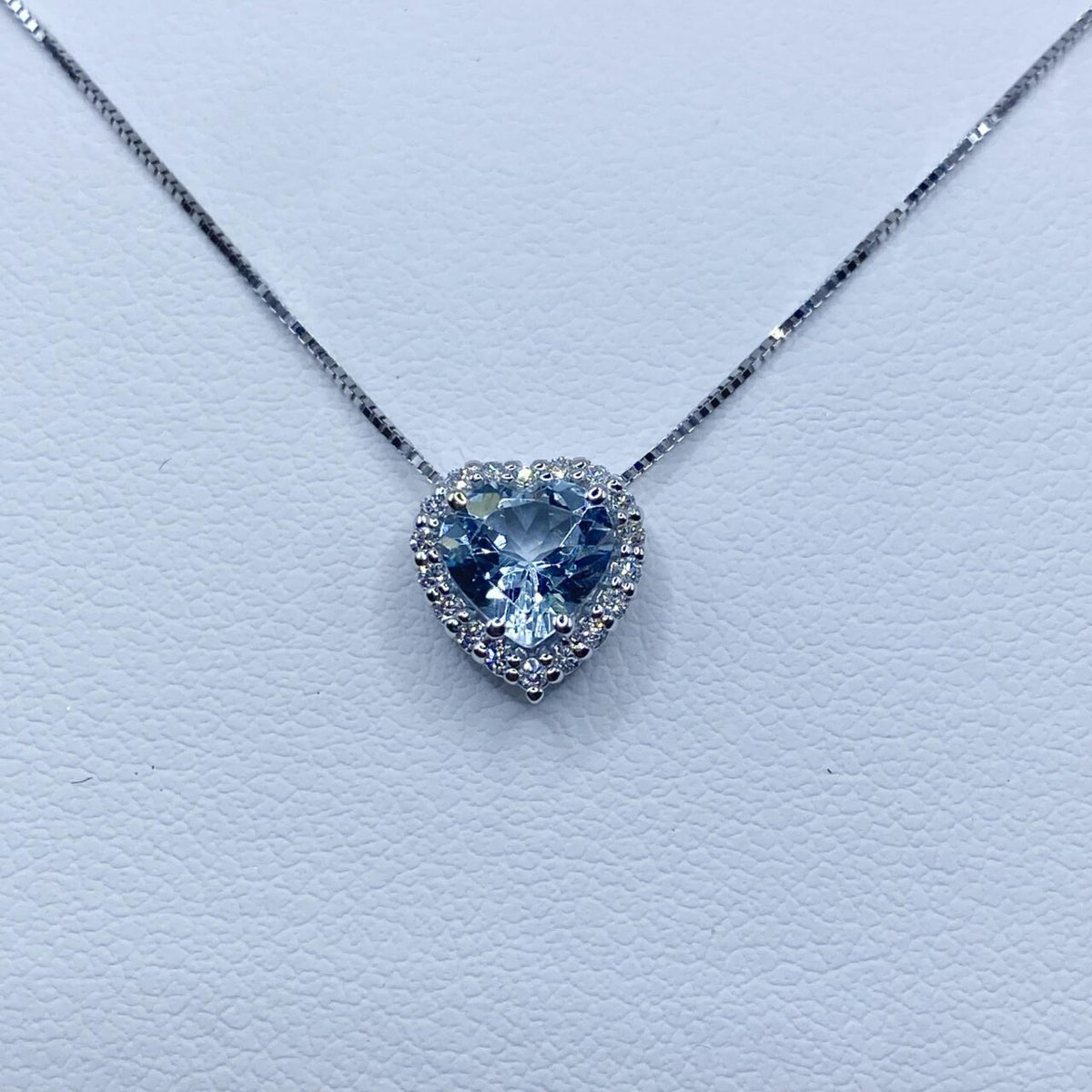 Collana Miluna in Oro 18KT 18KT con Diamanti e Acquamarina Ct. 0,64