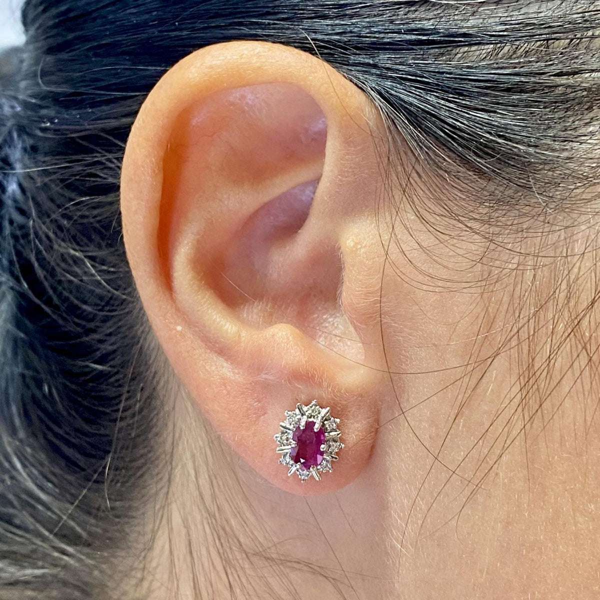 Orecchini Donna Oro 18KT con Rubini Ct. 1.10 e Diamanti