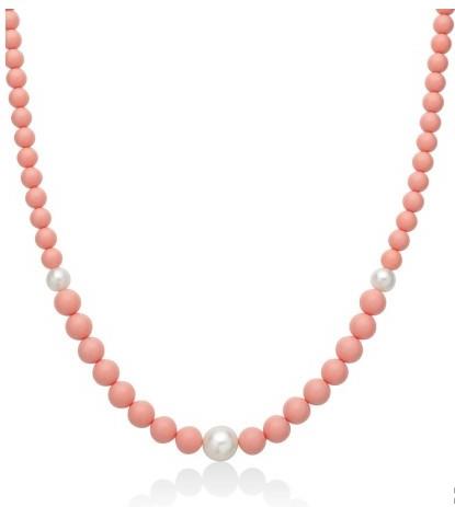 Collana Donna Miluna in Argento con Corallo Rosa e Perle