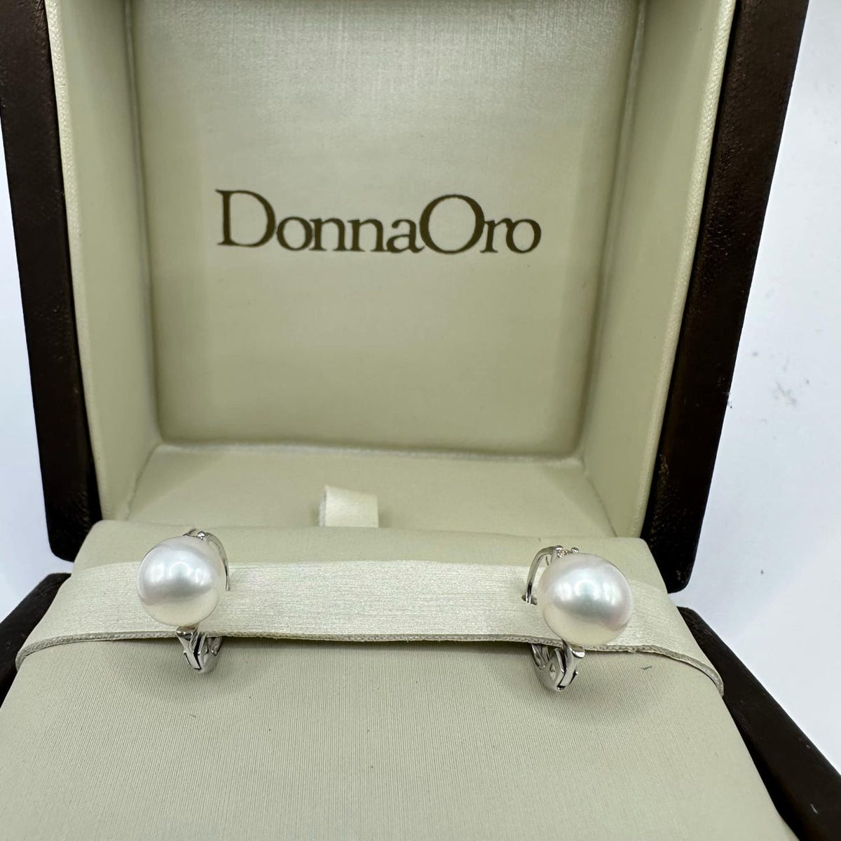 Orecchini Donna Ora con Perle Naturali mm 7-7,5 e Diamanti