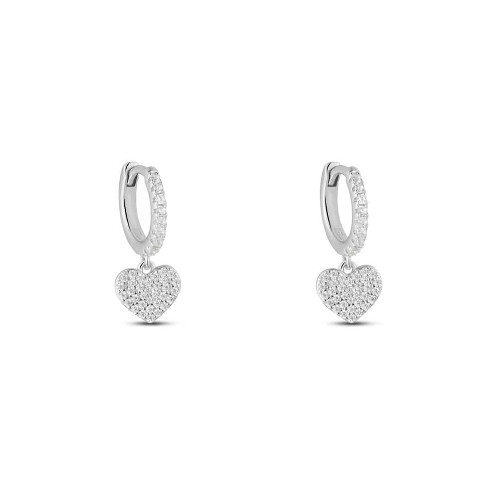Orecchini Stroili a cerchio con cuori in argento 925 e zirconi