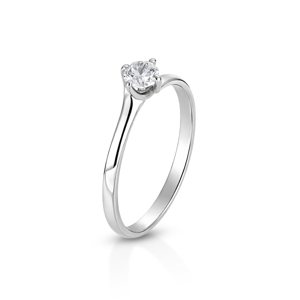 Anello iGold Solitario Valentino in Oro Bianco 9KT e Zircone Bianco