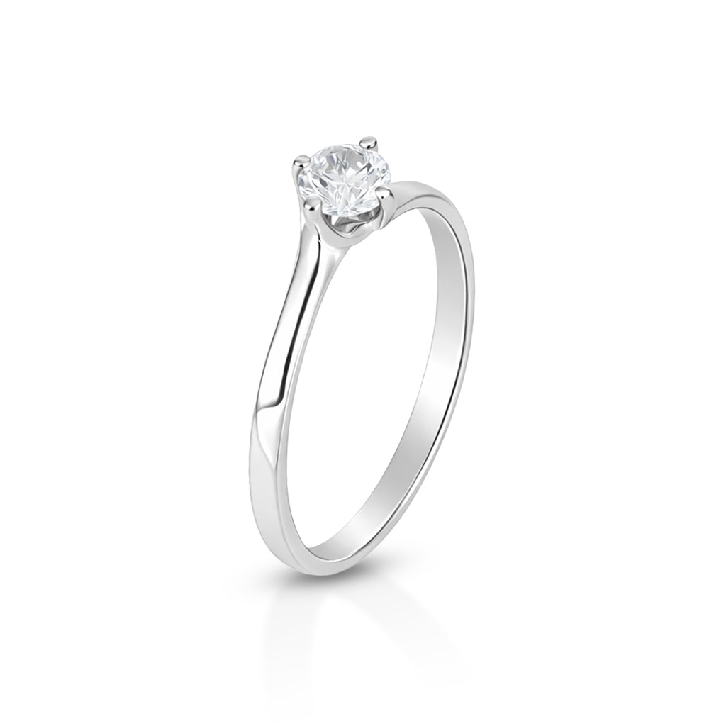 Anello iGold Solitario Valentino in Oro Bianco 9KT e Zircone Bianco