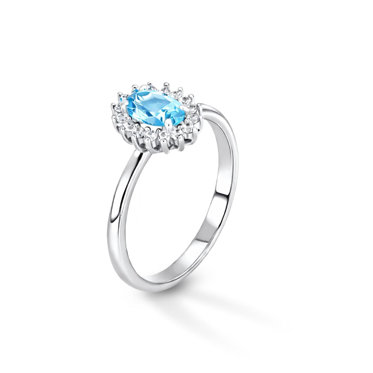 Anello iGold modello Kate in Oro Biano 9Kt e Zircone Celeste