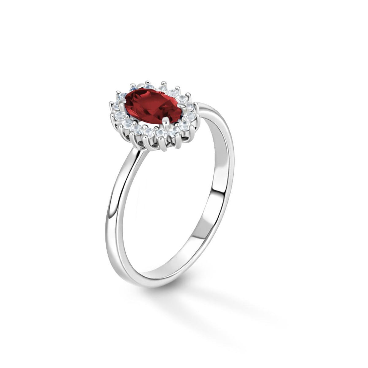 Anello iGold modello Kate in Oro Biano 9Kt e Zircone Rosso