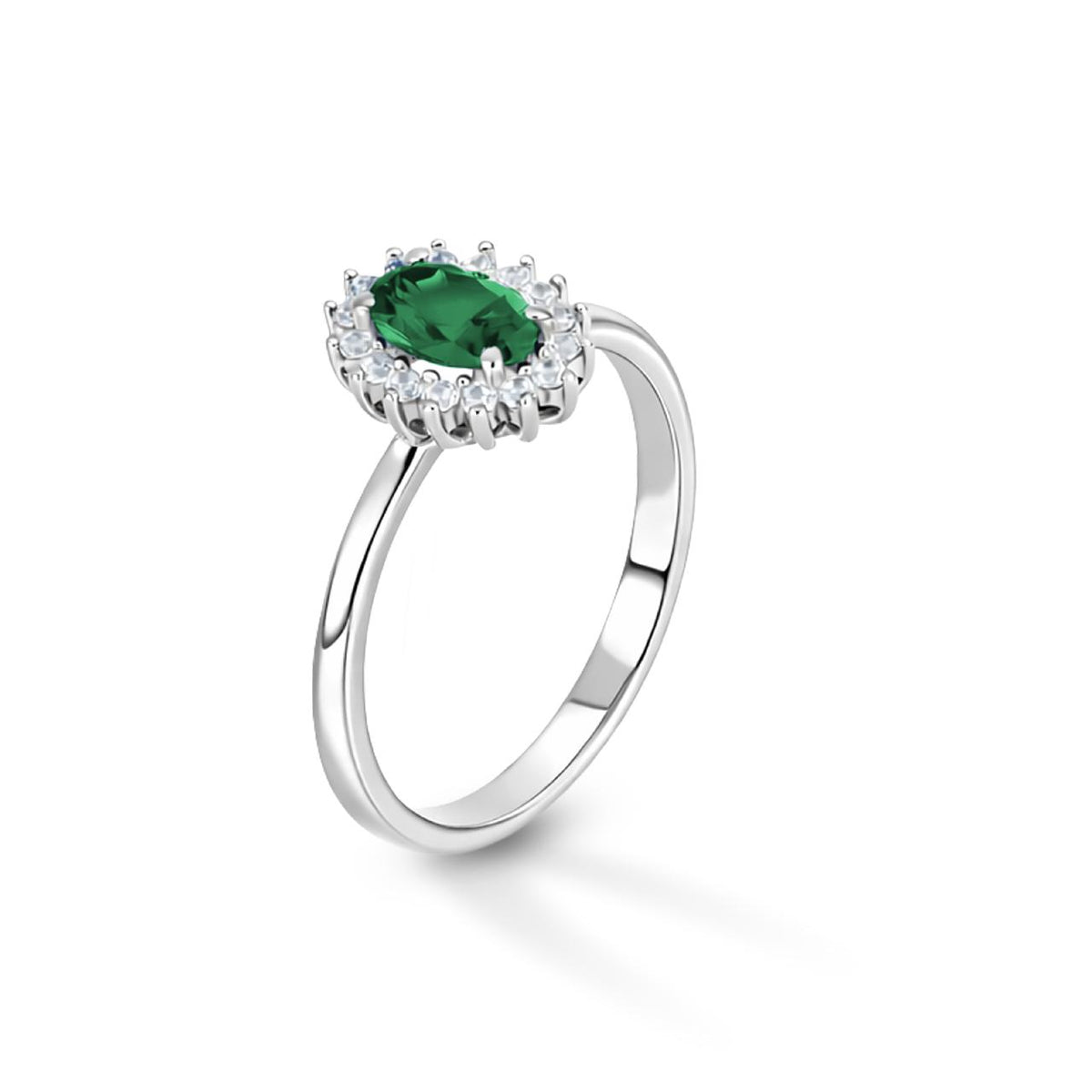 Anello iGold modello Kate in Oro Biano 9Kt e Zircone Verde