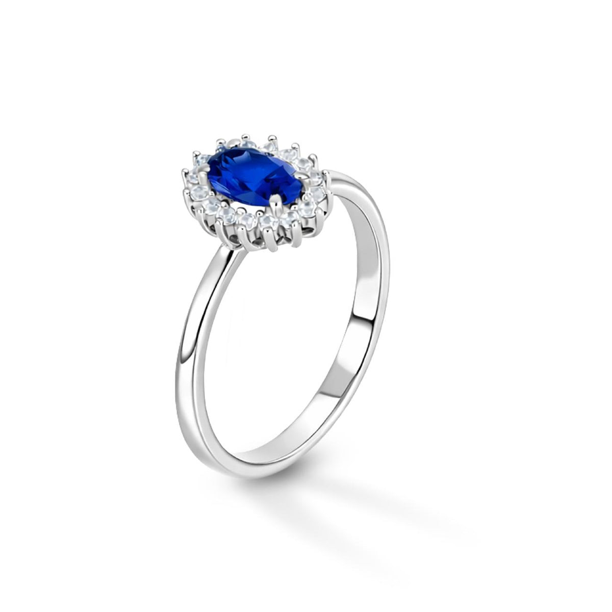 Anello iGold modello Kate in Oro Biano 9Kt e Zircone Blu