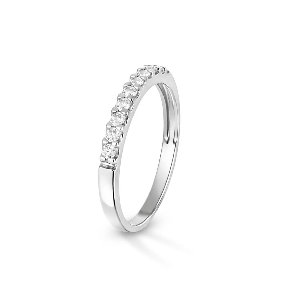Anello iGold Veretta a 9 in oro Bianco 9KT e Zirconi
