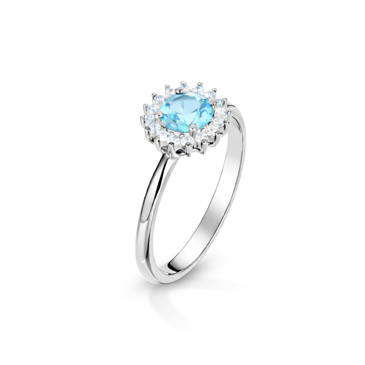 Anello iGold modello Kate in Oro Biano 9Kt e Zircone Celeste