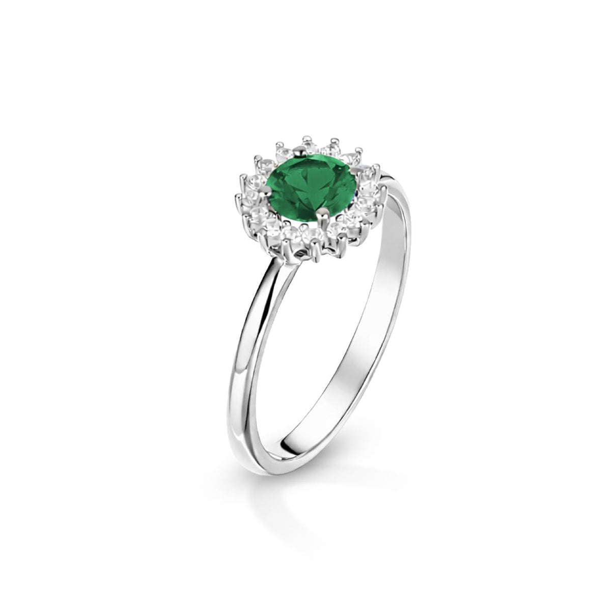 Anello iGold modello Kate in Oro Bianco 9Kt e Zircone Verde