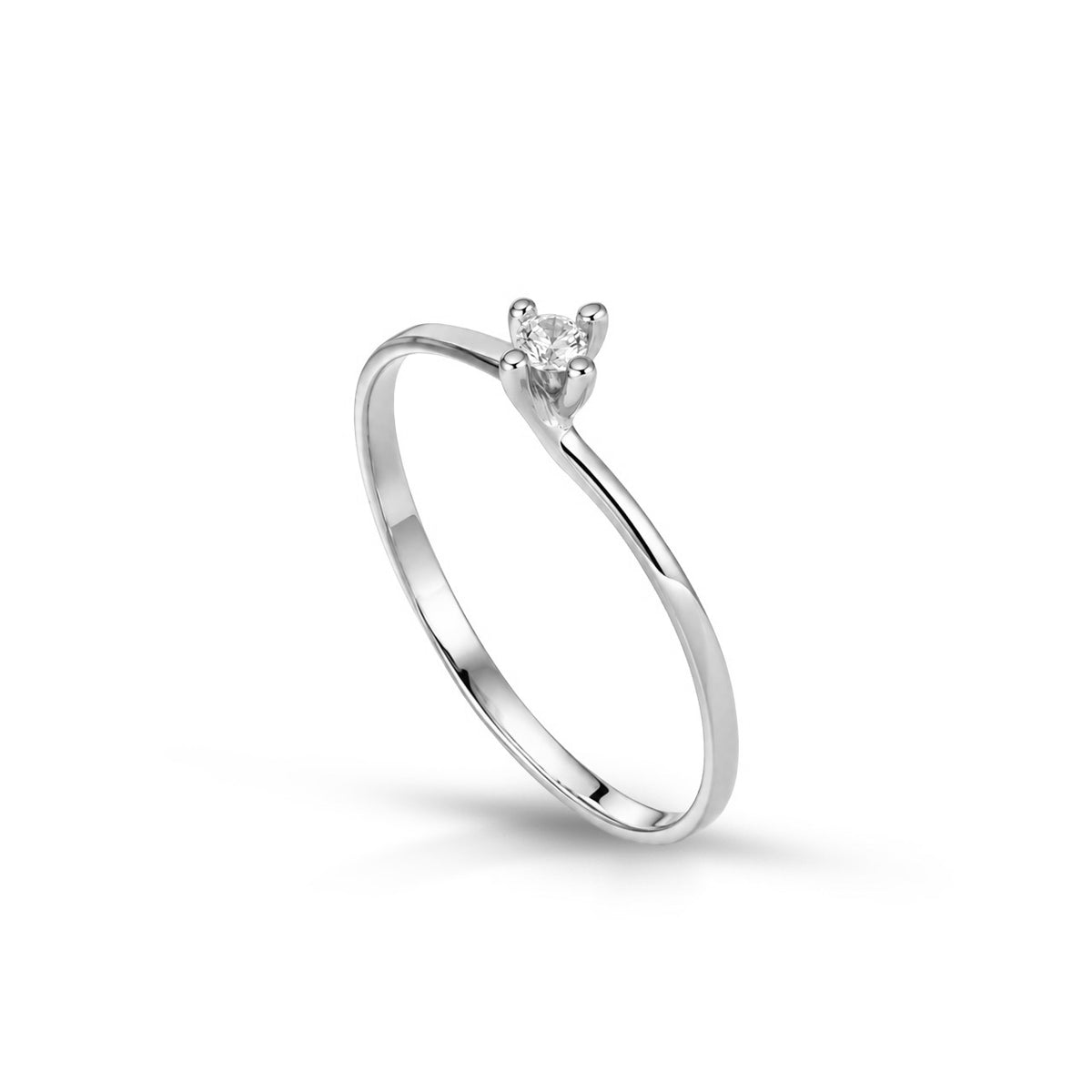 Anello iGold Solitario Valentino in Oro Bianco 9KT e Zircone Bianco