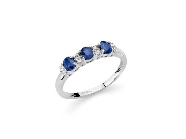 Anello Donna Miluna Trilogy in Oro 18KT con Zaffiri e Diamanti