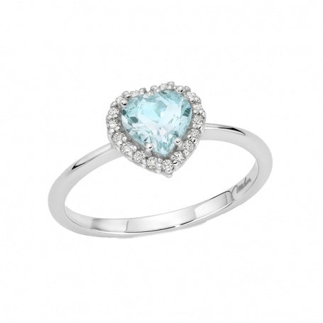 Anello Miluna in Oro 18KT 18KT con Diamanti e Acquamarina Ct. 0,64