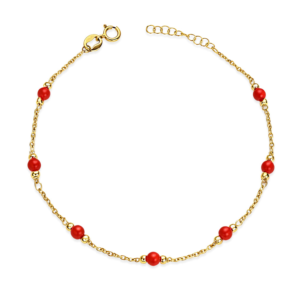 Bracciale Donna iGold in Oro Giallo 9Kt e Corallo Rosso