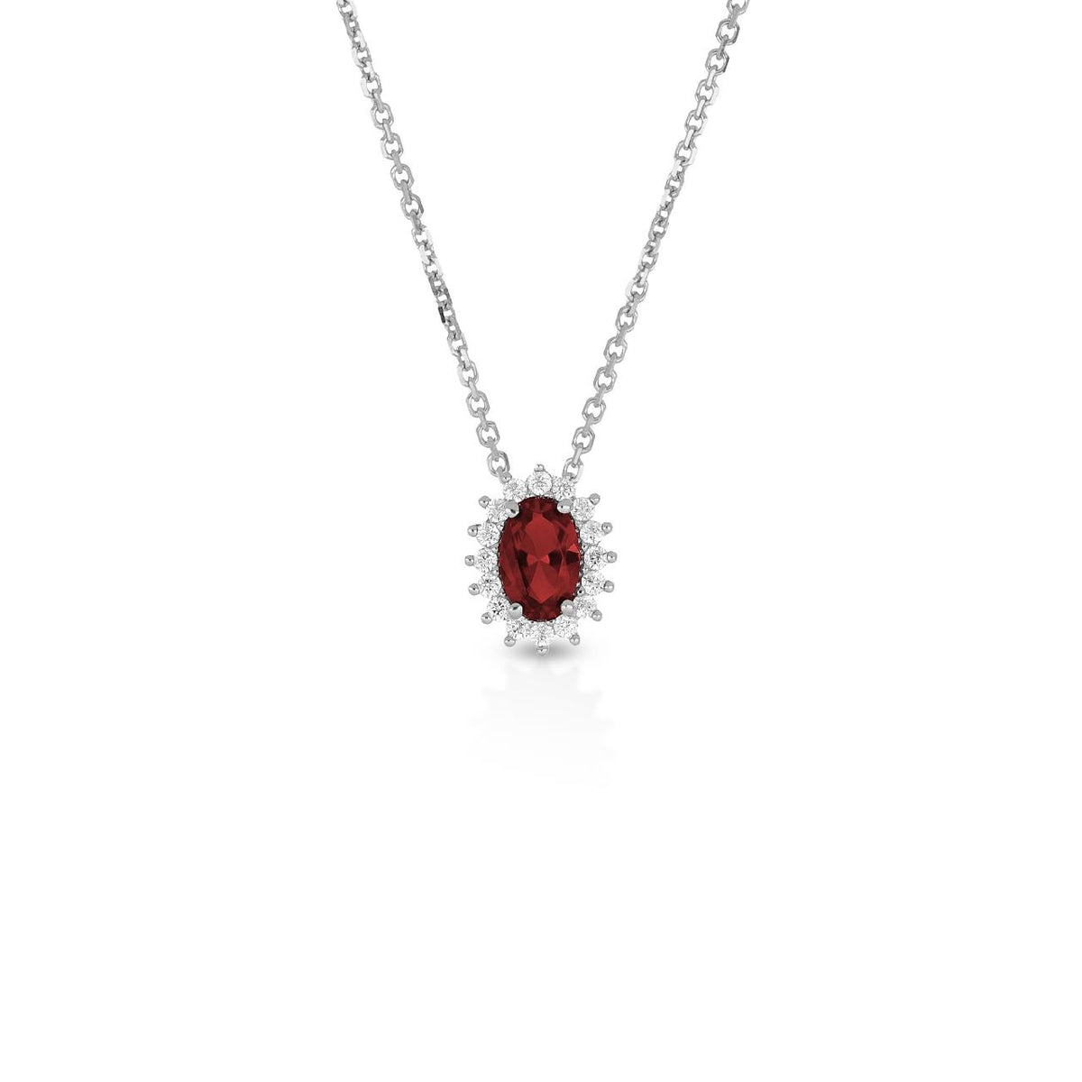 Collana iGold modello Kate in Oro Bianco 9Kt e Zircone Rosso