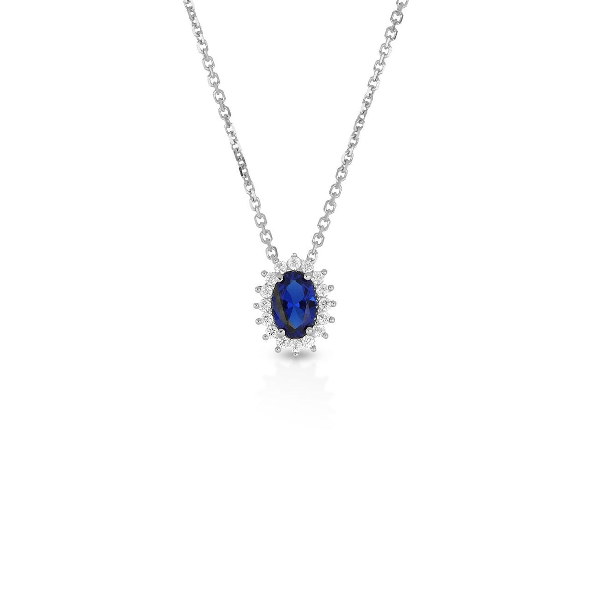 Collana iGold modello Kate in Oro Bianco 9Kt e Zircone Blu