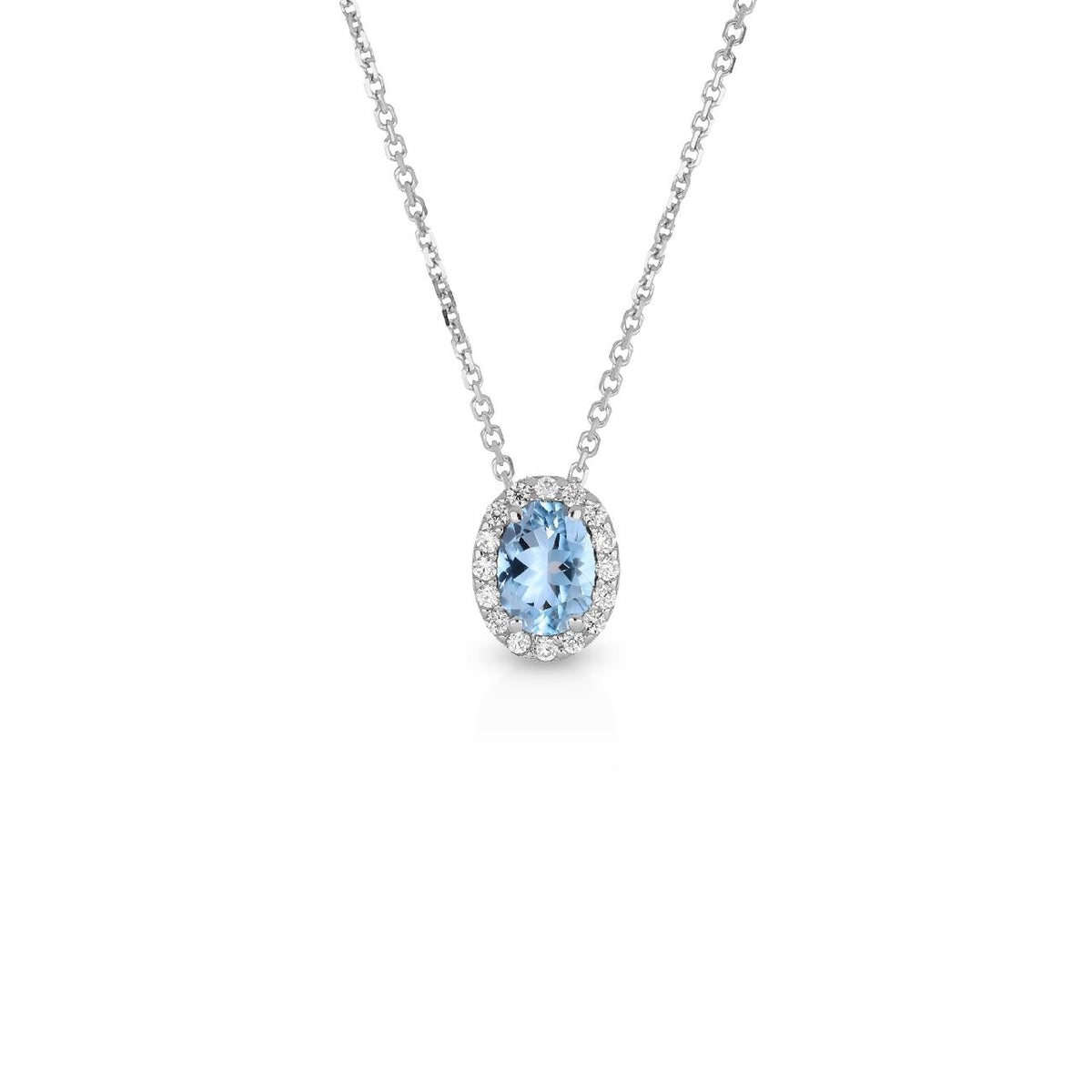 Collana iGold modello Kate Ovale in Oro Bianco 9Kt e Zircone Celeste