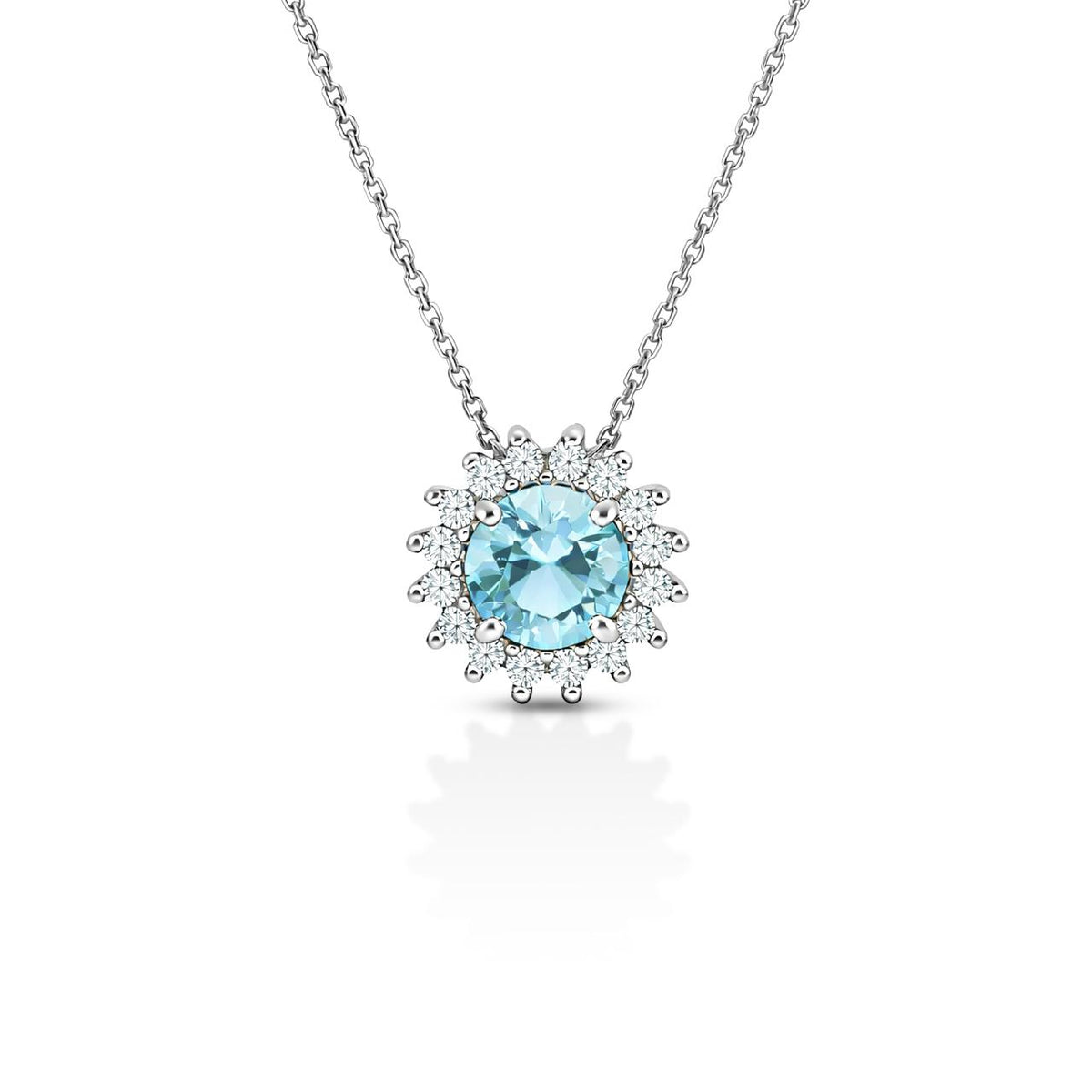 Collana iGold modello Kate Tondo in Oro Bianco 9Kt e Zircone Celeste