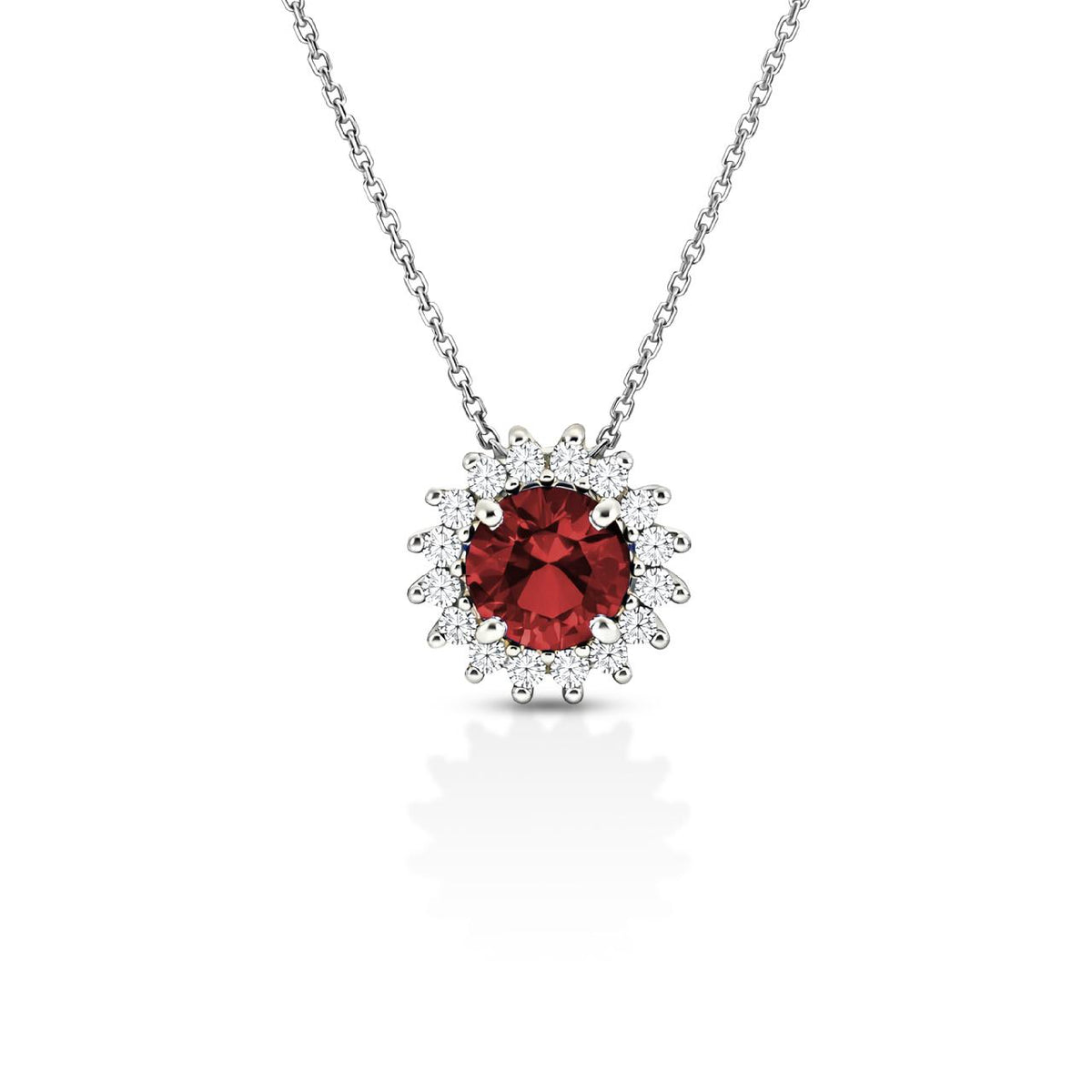 Collana iGold modello Kate Tondo in Oro Bianco 9Kt e Zircone Rosso
